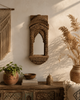 Hand-Carved Teak Wood Heritage Arch Wall Mirror