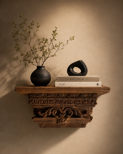 Vintage Hand-Carved Architectural Wall Shelf