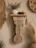 Vintage Hand-Carved Bleach Finish Wooden Wall Shelf