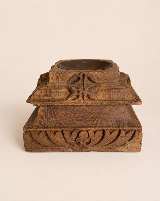 Heritage Gujarat Wooden Pillar Base Candle Holder