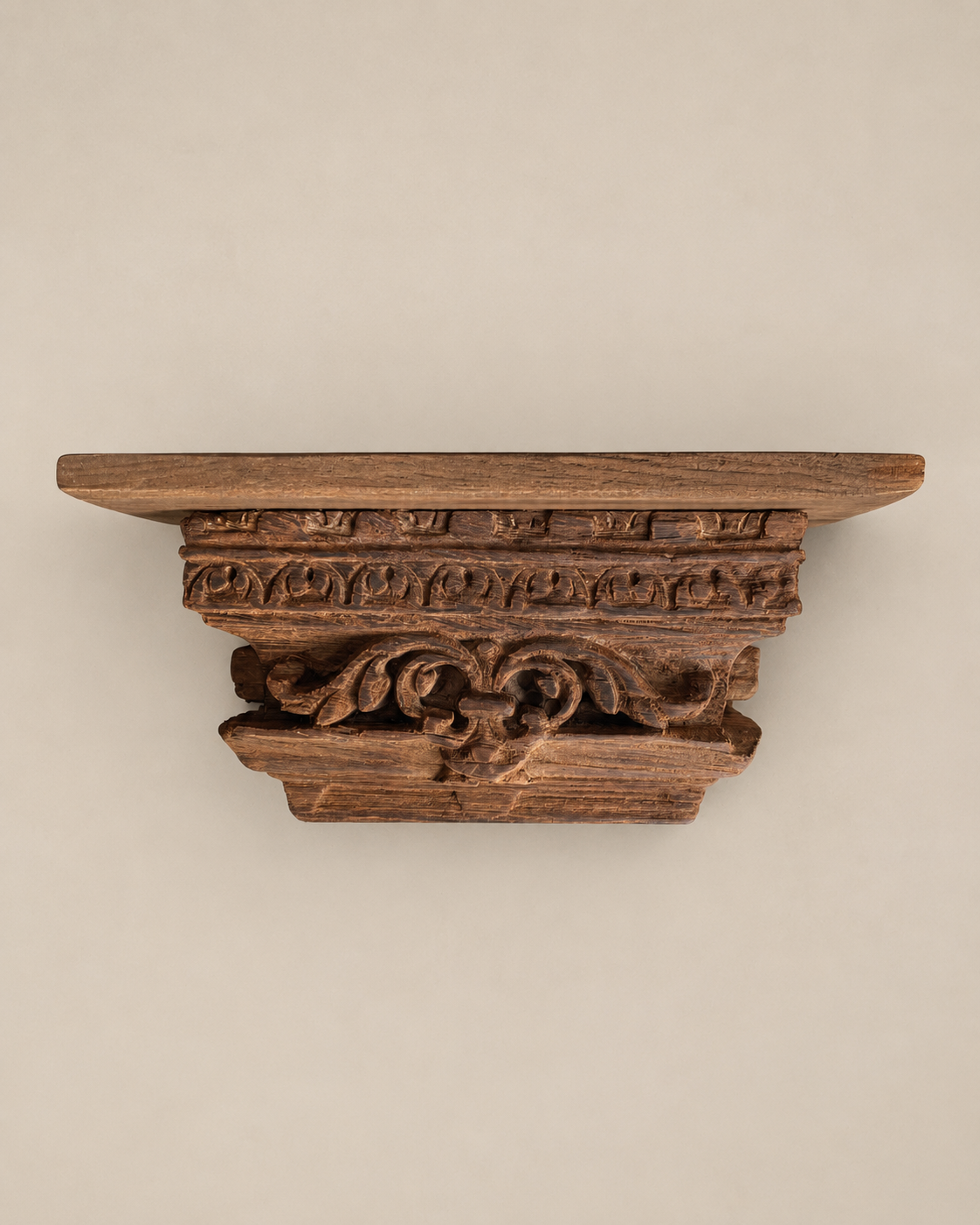 vintage hand-carved architectural wall shelf