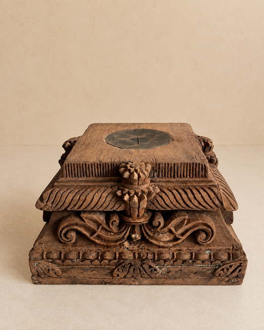 Authentic Gujarat Architectural Pillar Base Candle Holder