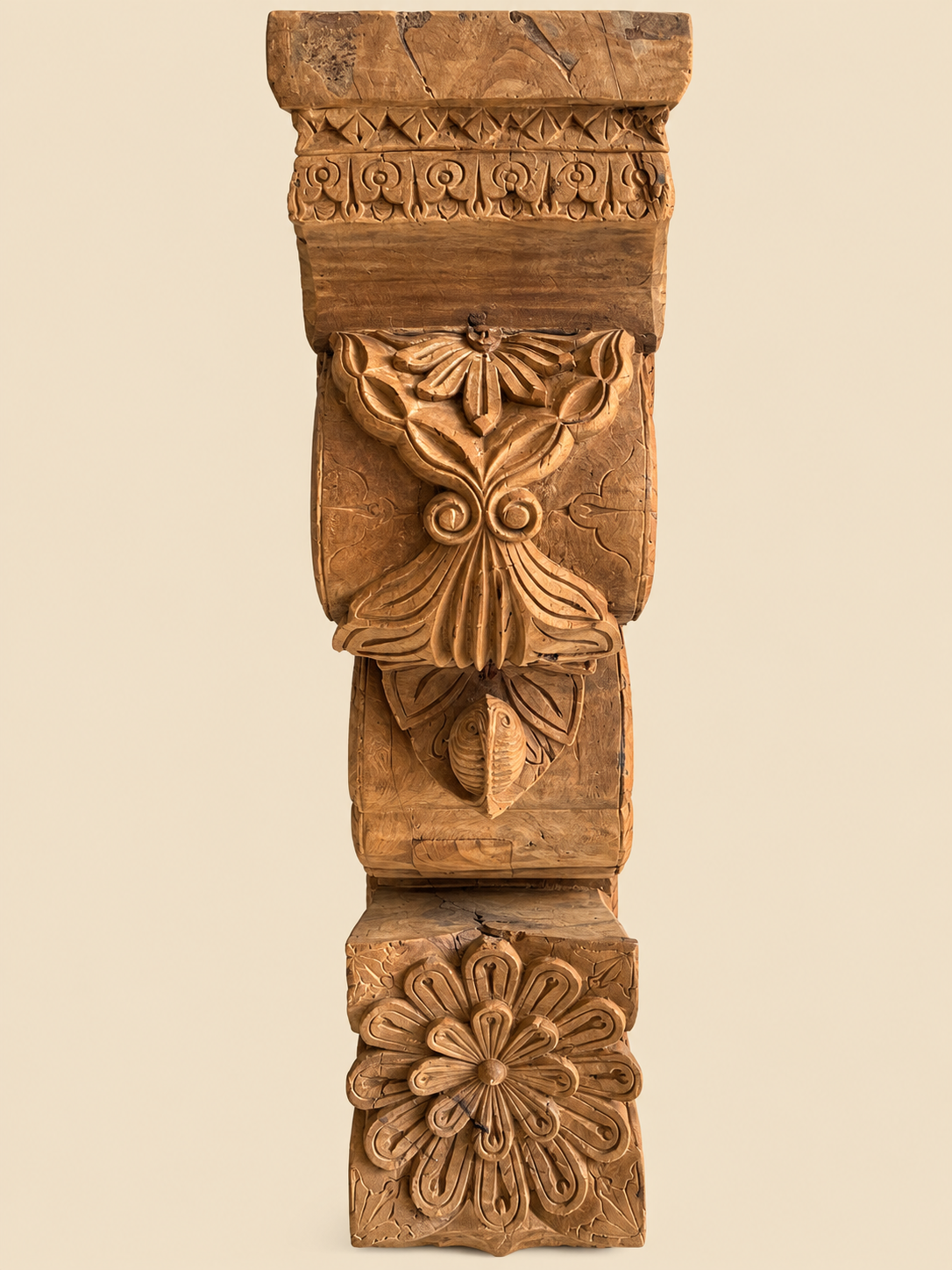 vintage hand-carved wooden architectural bracket