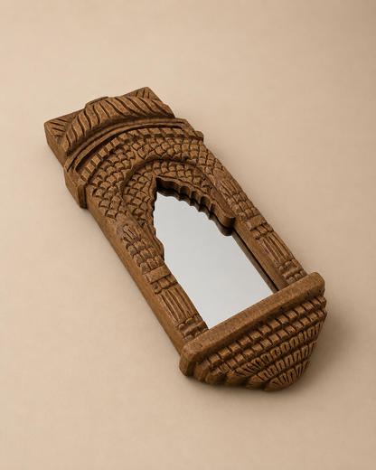 Hand-Carved Teak Wood Heritage Arch Wall Mirror