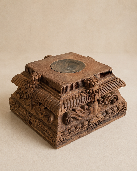 Authentic Gujarat Architectural Pillar Base Candle Holder