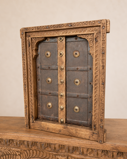 Vintage Shekhawati Window Jharokha – Functional Opening Shutters
