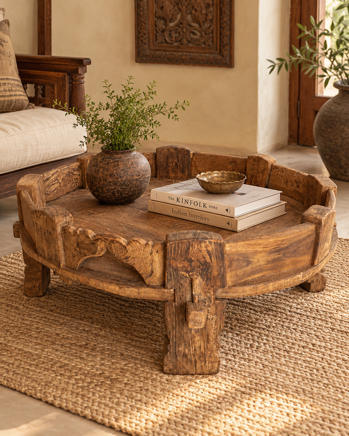 gujarat old wooden decor chakki table / center decor chakki