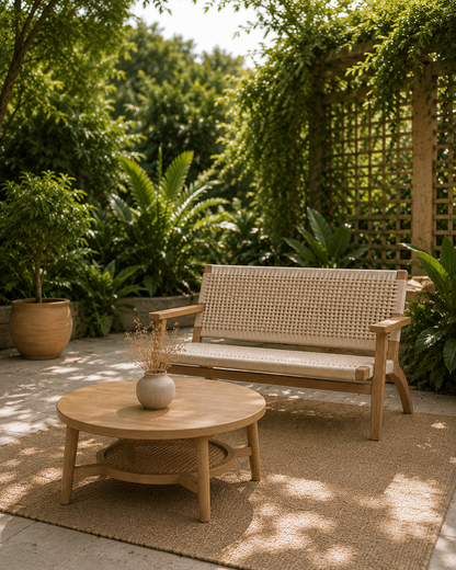 Cane Sofa and Coffee Table Set