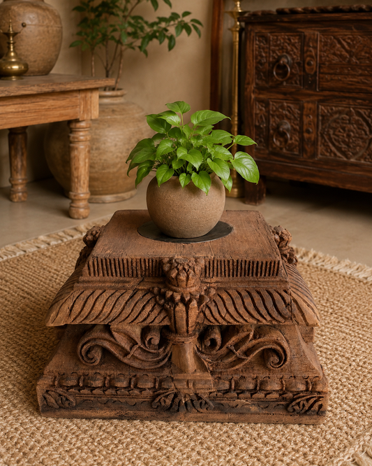 Authentic Gujarat Architectural Pillar Base Candle Holder