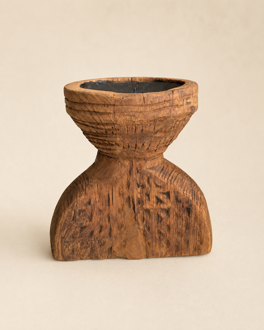Heritage Teak Wood Candle Holder & Planter Display