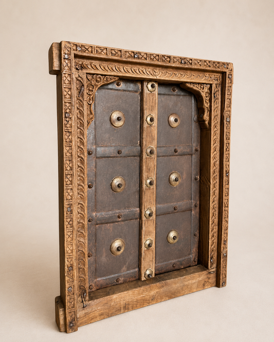 Vintage Shekhawati Window Jharokha – Functional Opening Shutters
