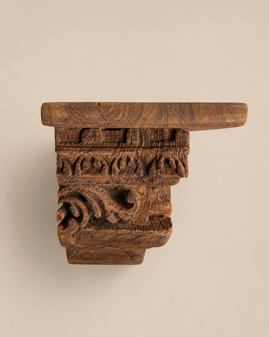 vintage hand-carved architectural wall shelf