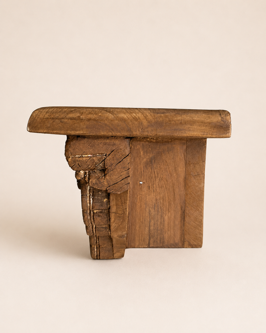 Vintage Hand-Carved Wooden Wall Shelf