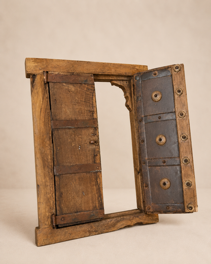 Vintage Shekhawati Window Jharokha – Functional Opening Shutters