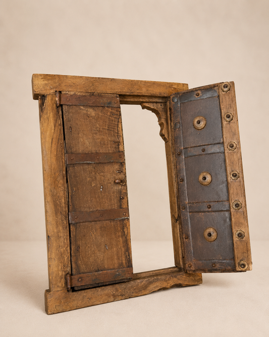 Vintage Shekhawati Window Jharokha – Functional Opening Shutters