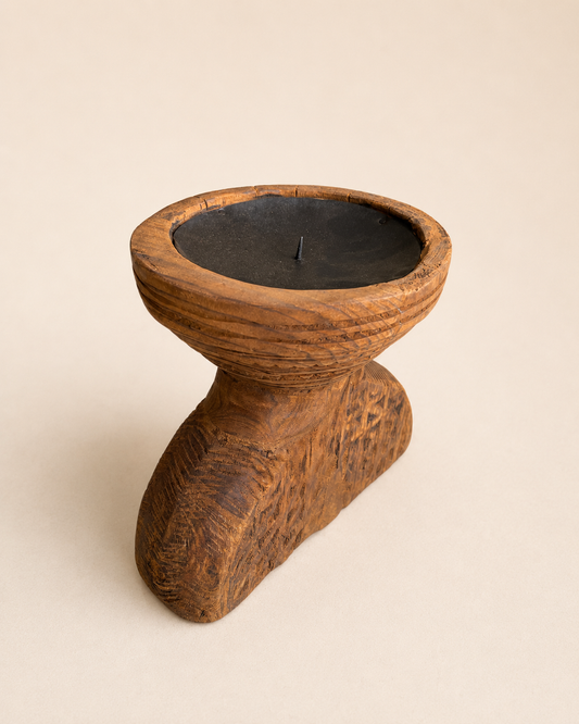 Heritage Teak Wood Candle Holder & Planter Display
