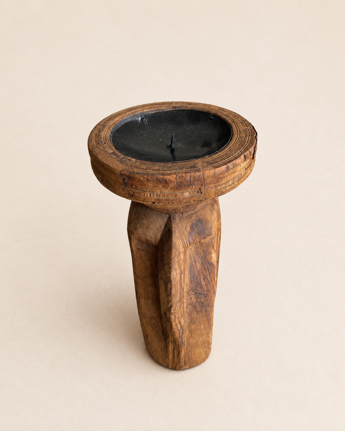 vintage reclaimed wooden seeder candle holder & planter stand
