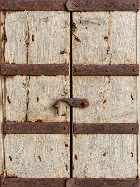 Vintage Hand-Carved Shekhawati Haveli Window with Opening Shutters
