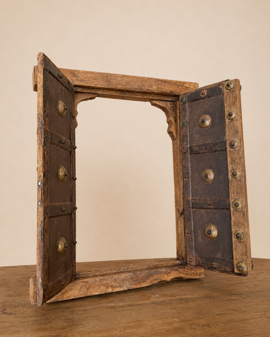 Vintage Shekhawati Window Jharokha – Functional Opening Shutters