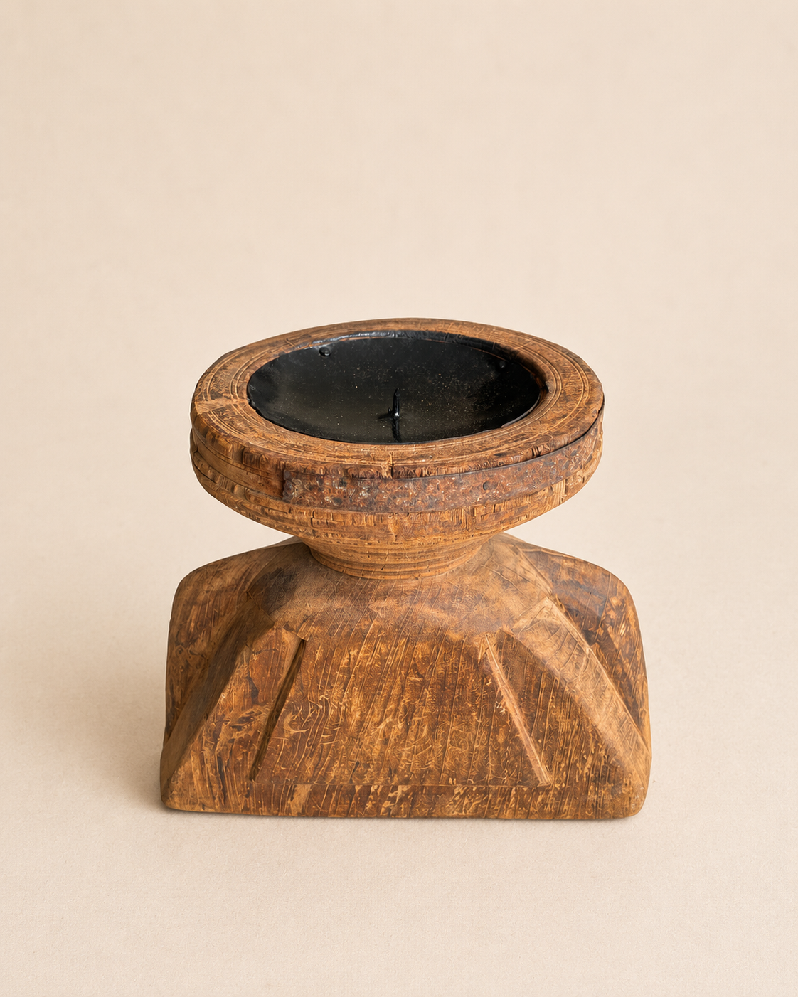 vintage reclaimed wooden seeder candle holder & planter stand