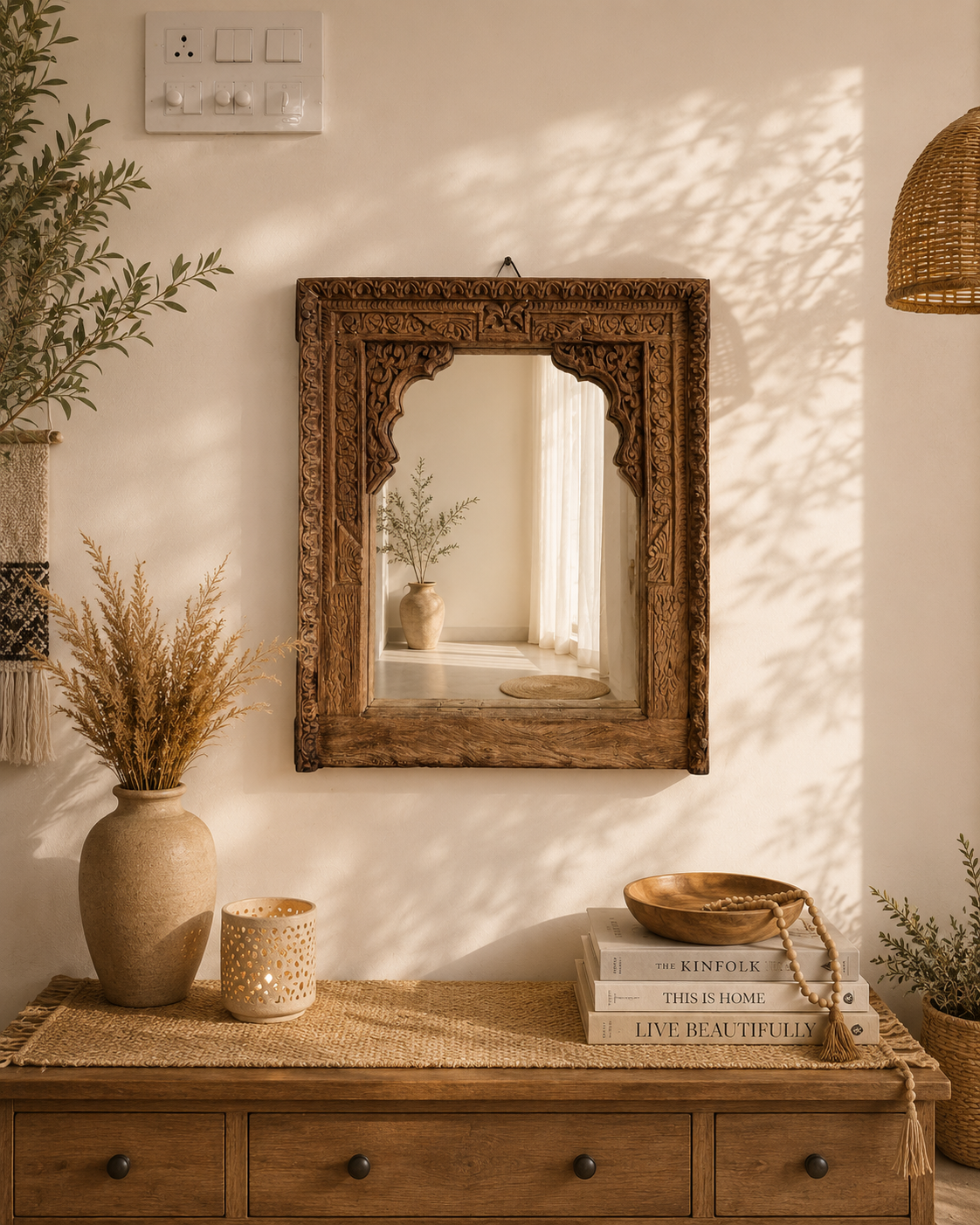 antique wooden arch mirror frame