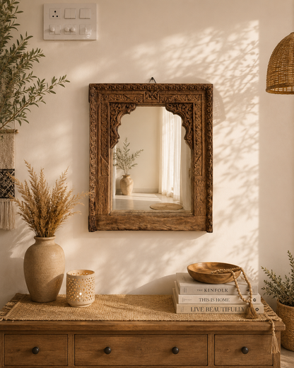 Antique Wooden Arch Mirror Frame