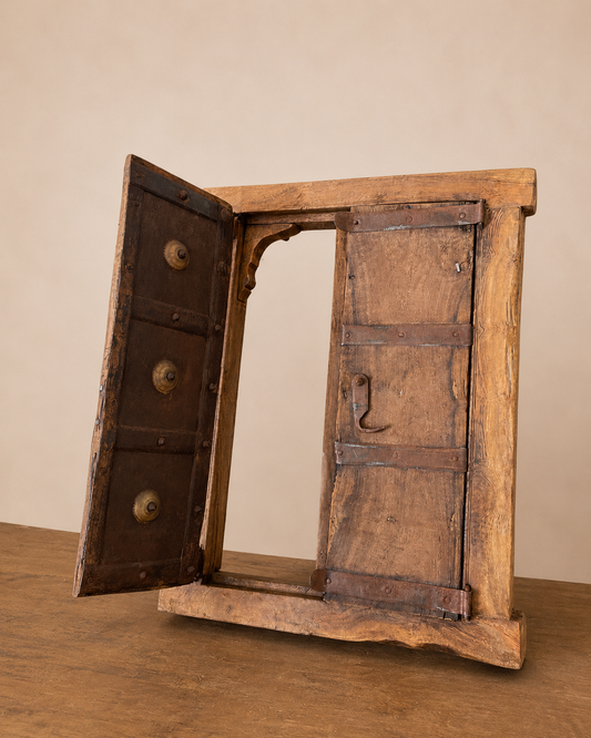 Vintage Shekhawati Window Jharokha – Functional Opening Shutters