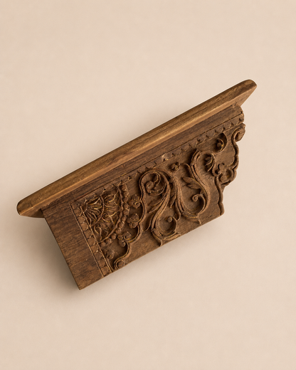Vintage Hand-Carved Wooden Wall Shelf