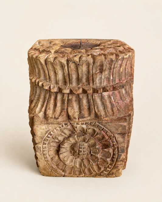 Vintage Hand-Carved Wooden Candle & Décor Stand