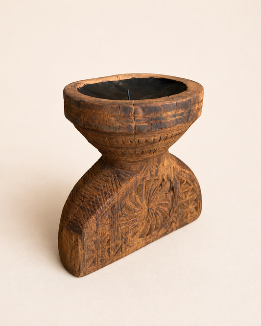 Heritage Teak Wood Candle Holder & Planter Display