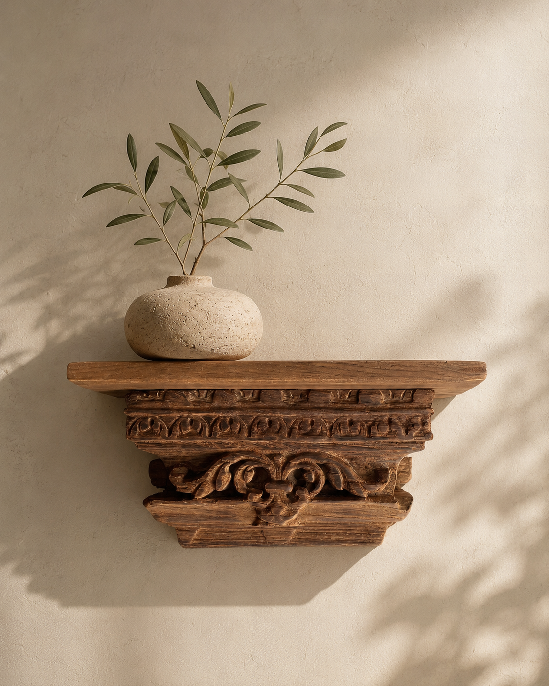 vintage hand-carved architectural wall shelf