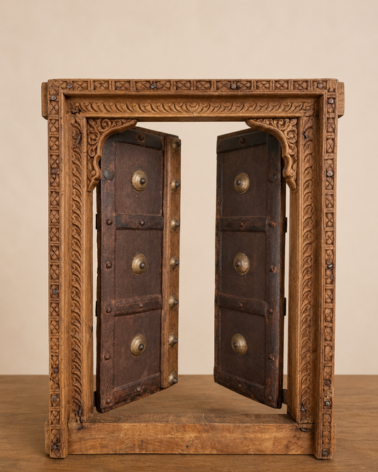 Vintage Shekhawati Window Jharokha – Functional Opening Shutters