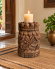 Vintage Hand-Carved Wooden Candle Holder