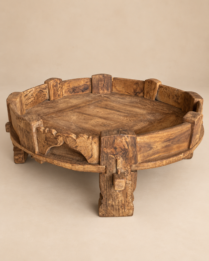 Gujarat Old Wooden Decor Chakki Table / Center Decor Chakki