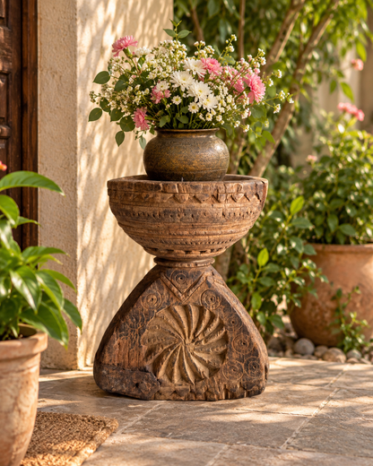 Indian Wooden Seeder – Candle, Planter & Decorative Holder