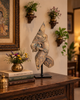 Hand-Carved Wooden Horse Bracket on Iron Stand