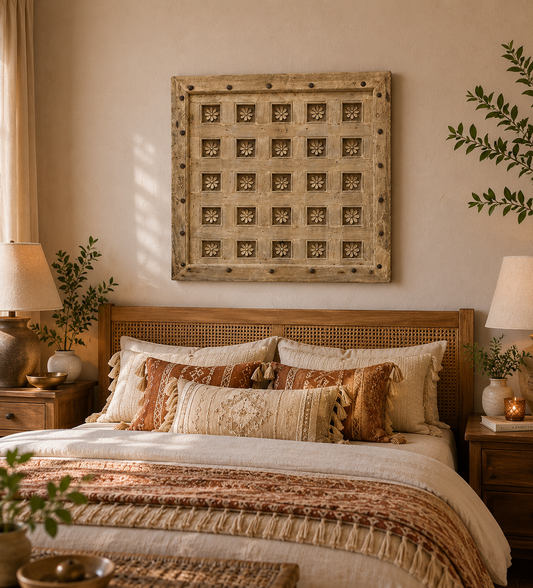 Hand-Carved Floral Wall Décor Panel
