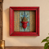 Vintage Hand-Painted Floral Wooden Jharokha Frame with Small Shelf