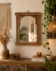Vintage Hand-Carved Teak Wood Wall Hanging Mirror Frame