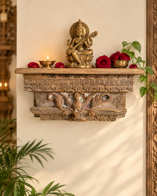 Vintage Hand-Carved Decorative Wall Shelf / Bracket