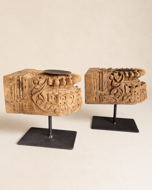 Vintage Hand-Carved Multipurpose Décor Stands – Set of Two