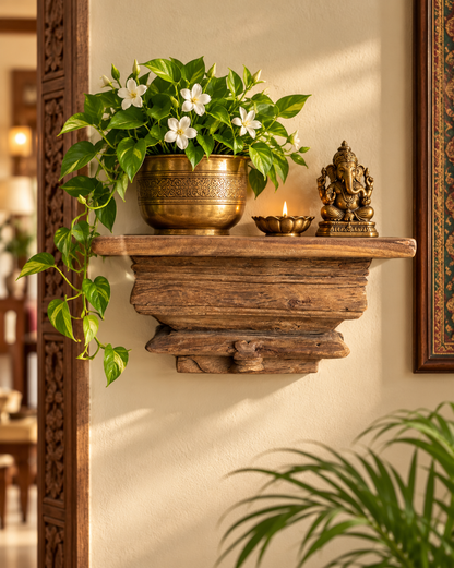 Antique-Style Wooden Wall Shelf