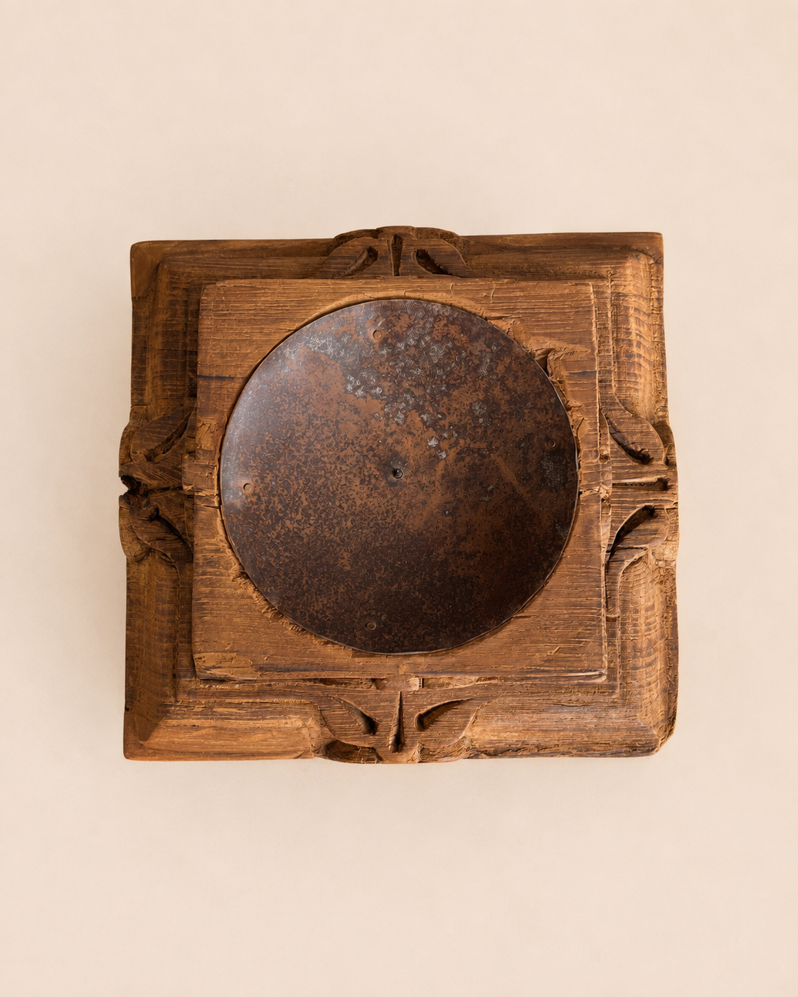 heritage gujarat wooden pillar base candle holder
