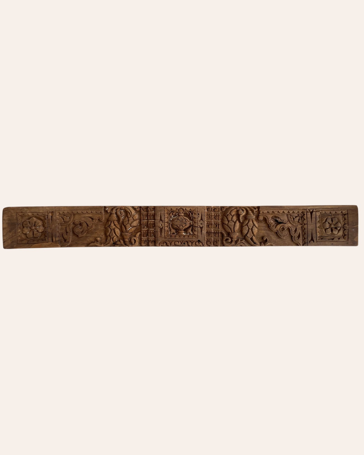 vintage hand-carved floral & ornamental wooden architectural wall panel