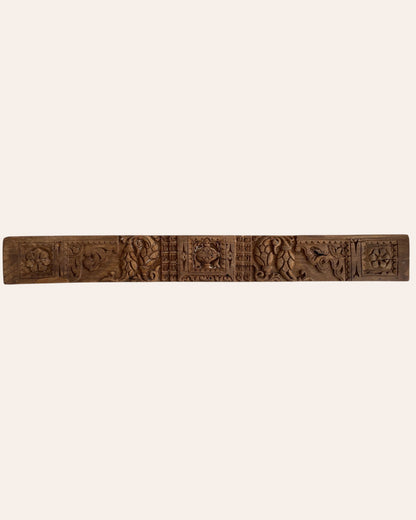 Vintage Hand-Carved Floral & Ornamental Wooden Architectural Wall Panel