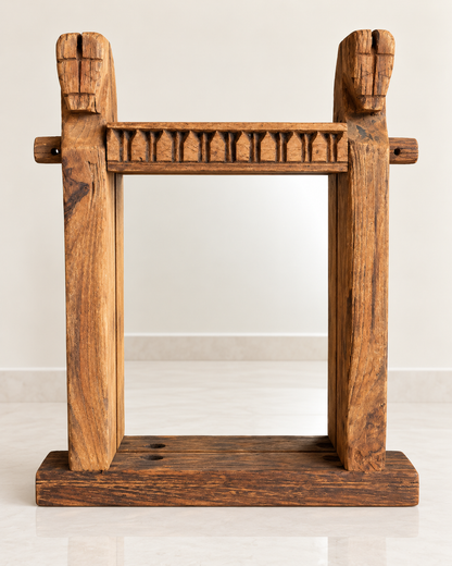 Vintage Hand-Carved Horse Wooden Mirror