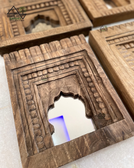 Wooden Temple Mirror Frame (Set of 9)