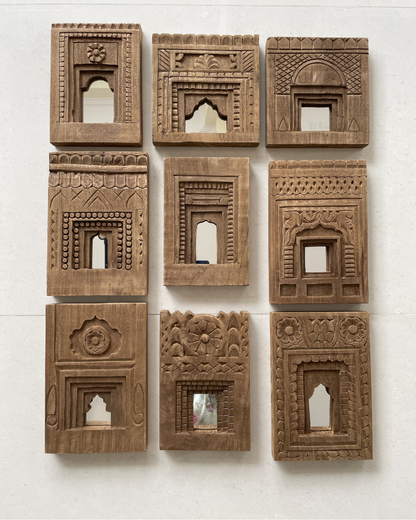 Arch Temple Mirror Frames Natural (Set of 9)