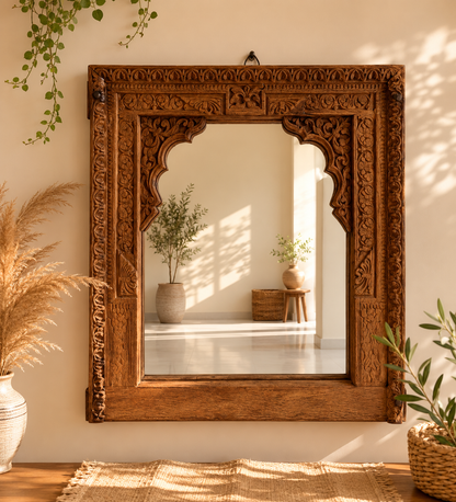 Antique Wooden Arch Mirror Frame