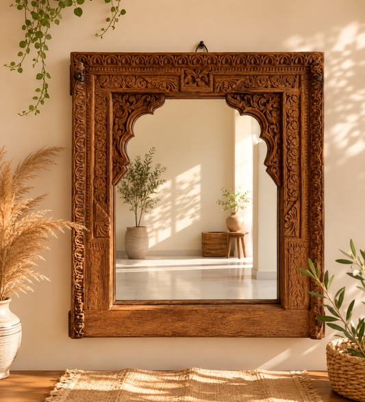 Antique Wooden Arch Mirror Frame